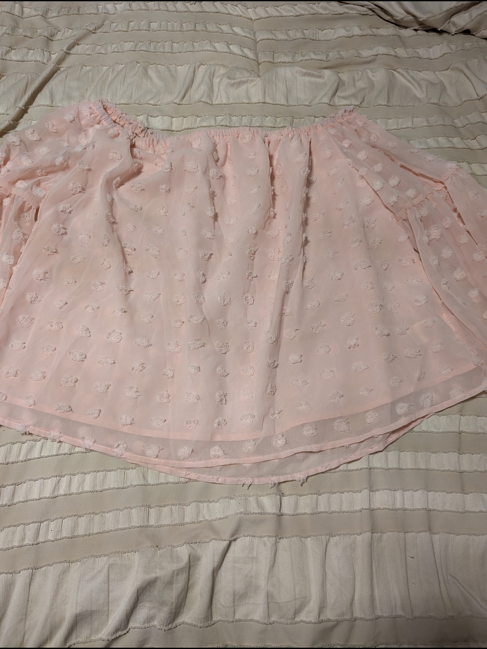 SHEIN Light Pink Off-Shoulder Textured Blouse